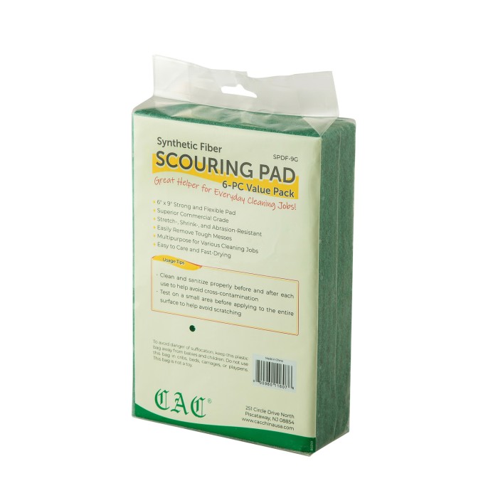 CAC China SPDF-9G Synthetic Fiber Scouring Pad 6" x 9" 6/Pack - 1 pk