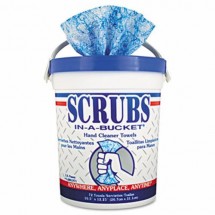 Scrubs-In-A-Bucket Disposable Hand Cleaner Towel, Citrus Scent, 6 Buckets/Carton