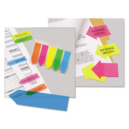 SeeNotes Transparent-Film Arrow Page Flags, Neon Assorted, 60/Pad, 2 Pads