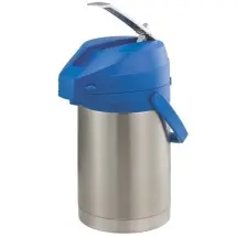 Service Ideas CTAL22BLU Stainless Steel Lined Airpot with Lever, Blue Top, 2.2 Liter