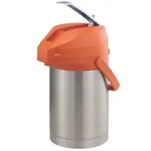 Service Ideas CTAL22OR Stainless Steel Lined Airpot with Lever, Orange Top 2.2 Liter