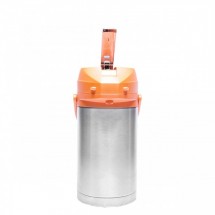 Service Ideas CTAL30OR Stainless Steel Lined Airpot with Lever, Orange Top, 3.0 Liter