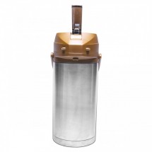 Service Ideas CTAL37BR Stainless Steel Lined Airpot with Lever, Brown Top, 3.7 Liter