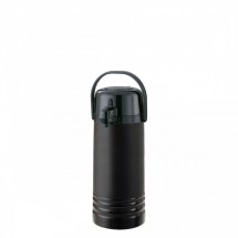 Service Ideas ECA22PBLMAT Eco-Air Ribbed Black Plastic Glass Lined Vacuum Pump Lid Airpot 2.2 Liter