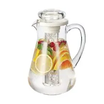 Service Ideas MWP19SB Clear Plastic Pitcher with Ice Tube 1.9 Liter