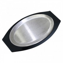 Service Ideas RO117BLAC Thermo-Plate Oval Sizzle Platter Complete Set