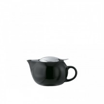 Service Ideas TPC10BL Black Ceramic Teapot with Lid, Infuser Basket, 10 oz.