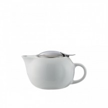 Service Ideas TPC16WH White Ceramic Teapot with Lid, Infuser Basket 16 oz.
