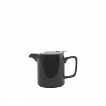 Service Ideas TPCW16BL Black Ceramic Square Teapot, 16 oz.