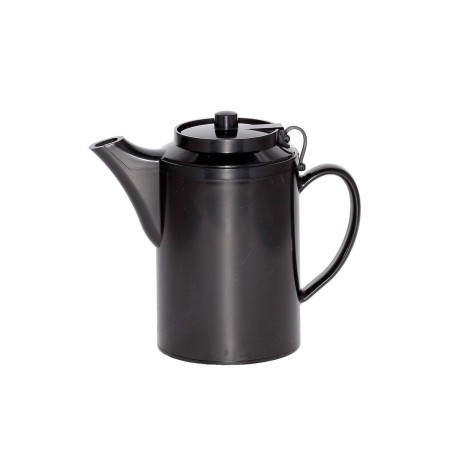 Service Ideas TST612BL Double Wall Black Plastic Teapot with Tether 16 oz.
