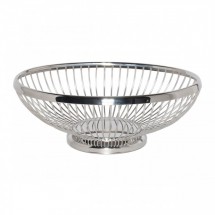 Service Ideas WBBO9PS Polished Stainless Oval Wire Basket, 9&quot; x 7&quot;