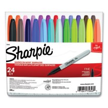 Sharpie Fine Tip Permanent Marker, Assorted Colors, 24/Set