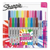 Sharpie Ultra Fine Tip Permanent Marker, Extra-Fine Needle Tip, Assorted Color Burst & Classic Colors, 24/Pack