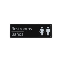 CAC China SCS3-RR07 Compliance Sign  English/Spanish "Restrooms" 9"x 3" H