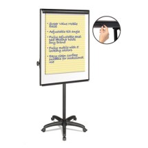 Silver Easy Clean Dry Erase Mobile Presentation Easel, 44" to 75-1/4" High