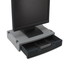Single-Level Monitor Stand with Storage Drawer, 15 x 11 x 3, Light Gray/Charcoal
