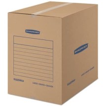 SmoothMove Basic Moving Boxes, Large, Regular Slotted Container (RSC), 18" x 18" x 24", Brown Kraft/Blue, 15/Carton