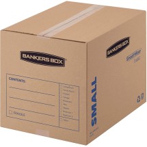 SmoothMove Basic Moving Boxes, Small, Regular Slotted Container (RSC), 16" x 12" x 12", Brown Kraft/Blue, 25/Bundle