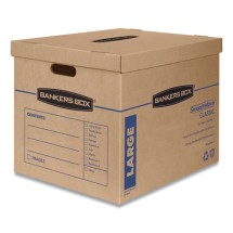 SmoothMove Classic Moving & Storage Boxes, Large, Half Slotted Container (HSC), 21" x 17" x 17", Brown Kraft/Blue, 5/Carton