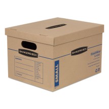 SmoothMove Classic Moving & Storage Boxes, Small, Half Slotted Container (HSC), 15" x 12" x 10", Brown Kraft/Blue, 20/Carton