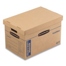 SmoothMove Maximum Strength Moving Boxes, Medium, Half Slotted Container (HSC), 18.5" x 12.25" x 12", Brown Kraft/Blue, 8/Pack