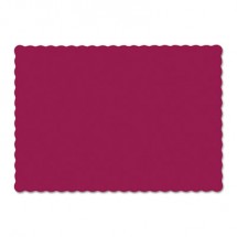 Solid Color Scalloped Edge Placemats, 9.5 x 13.5, Burgundy, 1,000/Carton