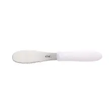 CAC China SPSP-4WT White Serrated  Spreader with Plastic Handle 3-7/8&quot;