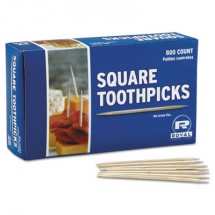 Square Wood Toothpicks, 2 3/4", Natural, 800/Box, 24 Boxes/Carton