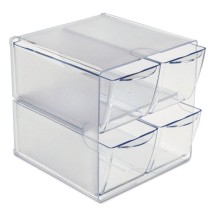 Stackable Cube Organizer, 4 Drawers, 6 x 7 1/8 x 6, Clear