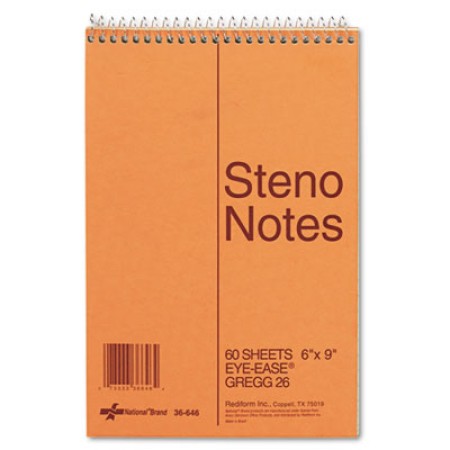 Standard Spiral Steno Book, Gregg Rule, 6 x 9, Eye-Ease Green, 60 Sheets