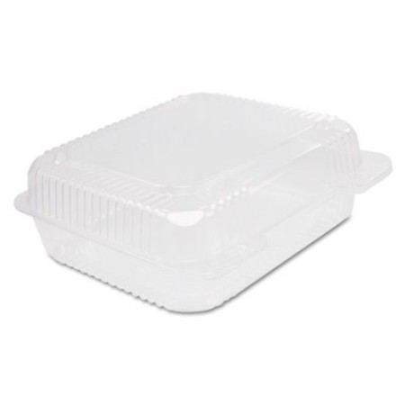 Dart Staylock Clear Plastic Hinged Containers, 8 3/10" x 7 4/5" x 3"-  250 pcs
