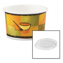 Chinet Streetside Paper Food Container with Plastic Lid, 8-10 oz. 250/Carton