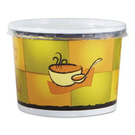 Chinet Streetside Design Squat Paper Food Container with Lid, 12 oz, 250 sets/Carton