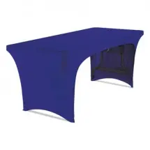 Stretch-Fabric Table Cover, Polyester/Spandex, 30" x 72", Blue