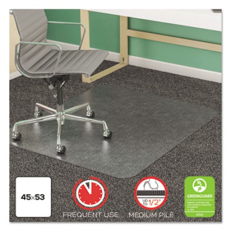 SuperMat Frequent Use Chair Mat, Medium Pile Carpet, Flat, 46 x 60, Rectangle, Clear