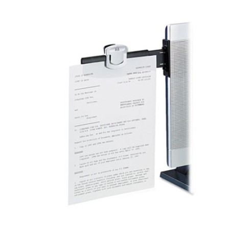 Swing Arm Copyholder, Adhesive Monitor Mount, Plastic, 30 Sheet Capacity, Black