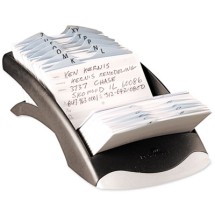 TELINDEX Desk Address Card File, Holds 500 4 1/8 x 2 7/8 Cards, Graphite/Black
