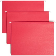 TUFF Hanging Folders with Easy Slide Tab, Letter Size, 1/3-Cut Tab, Red, 18/Box
