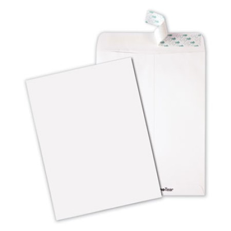 Tech-No-Tear Catalog Envelope, #10 1/2, Cheese Blade Flap, Self-Adhesive Closure, 9 x 12, White, 100/Box