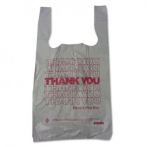 Thank You High-Density Shopping Bags, 10" x 19", White, 2000/Carton