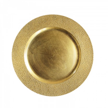 The Jay Companies 1182760 Round Gold Pebbled Charger Plate 13"