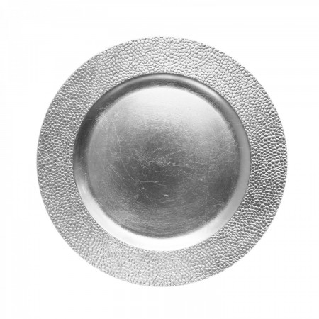 The Jay Companies 1182761 Round Silver Pebbled Charger Plate 13"