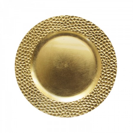 The Jay Companies 1182763 Round Gold Hammered Charger Plate 13"