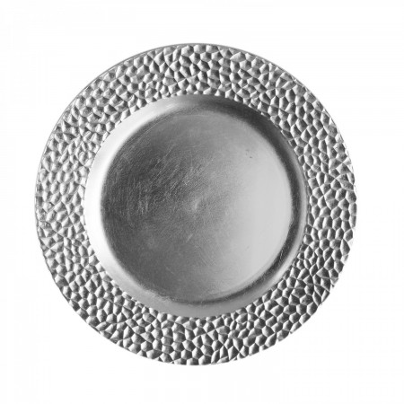The Jay Companies 1182764 Round Silver Hammered Charger Plate 13"