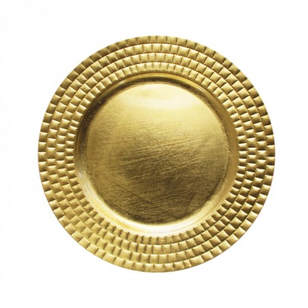 The Jay Companies 1182769 Round Gold Tiled Charger Plate 13"