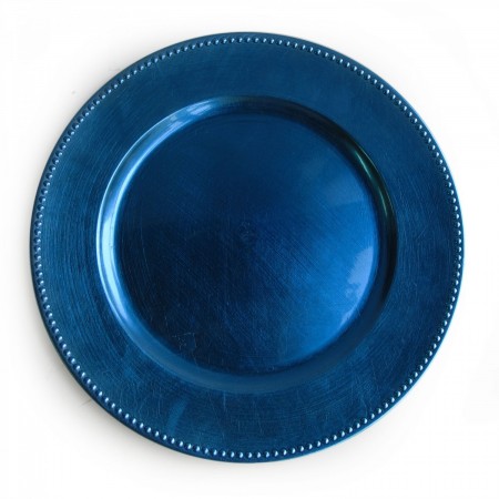 The Jay Companies 1270168 Round Royal Blue Beaded Charger Plate 13"