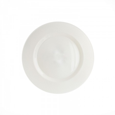 The Jay Companies 1470344 Round Sunray Pearl White Glass Charger Plate 13"