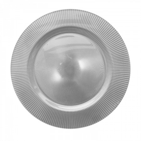 The Jay Companies 1470346 Round Sunray Silver Glass Charger Plate 13"