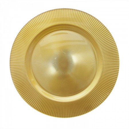 The Jay Companies 1470349 Round Sunray Gold Glass Charger Plate 13"