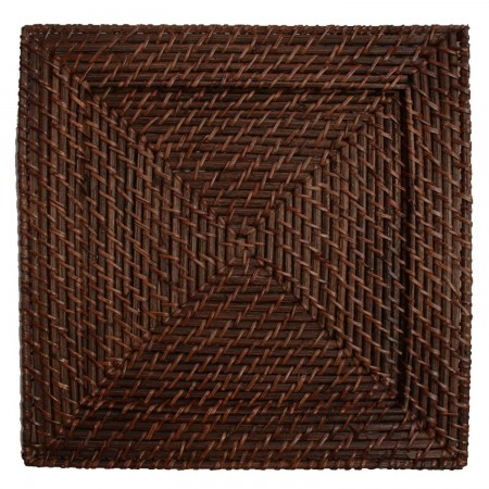 The Jay Companies 1660147 Square Dark Brown Rattan Charger Plate 13"